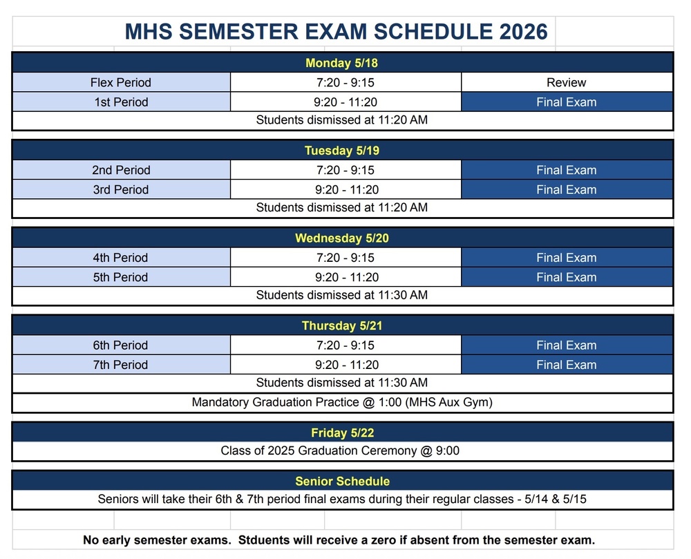 Spring 2026 Final Exam Schedule