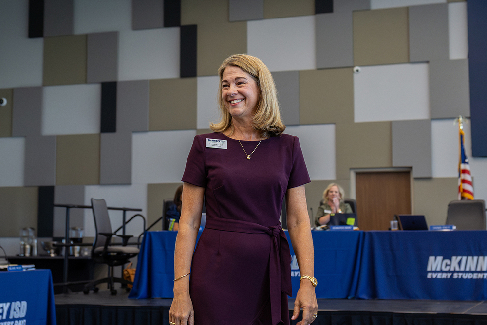stephanie o'dell smiling at audience