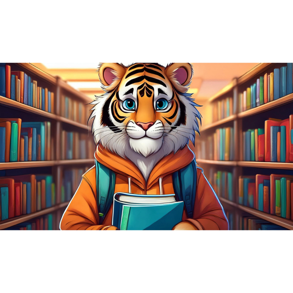tiger in library
