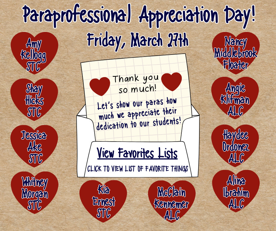 Paraprofessional Appreciation Day March 27th