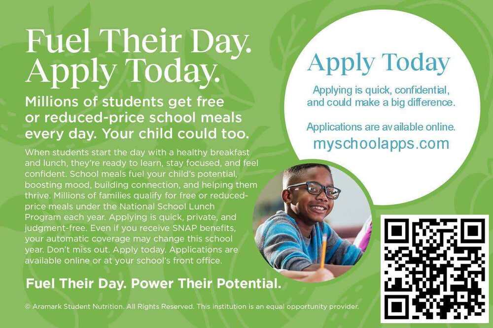 Apply today for Free and Reduced Lunch Benefits