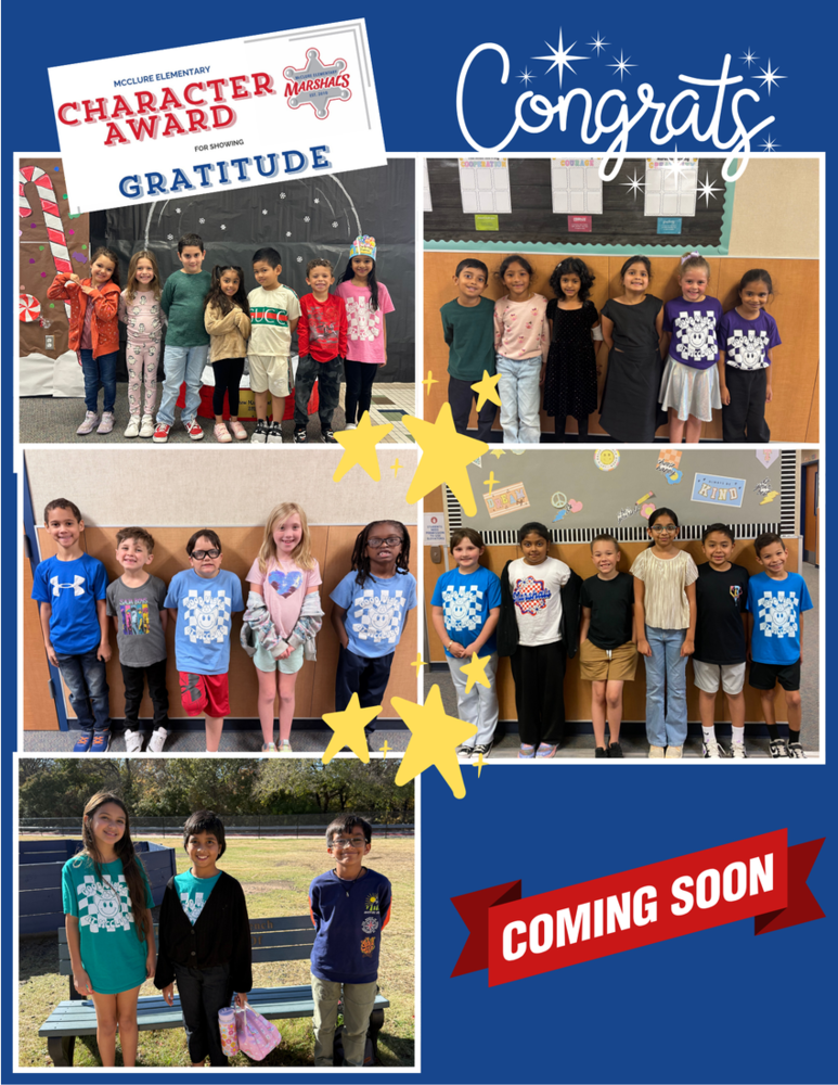 November Character Strong Awards- Gratitude!