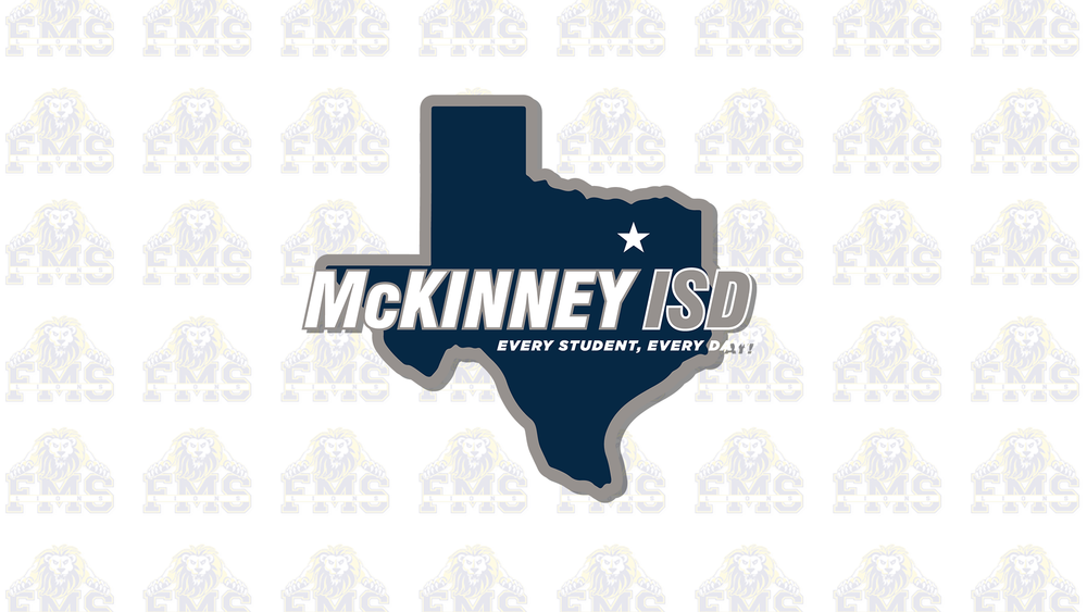 large blue MISD logo on white background made up of rows of Faubion logo
