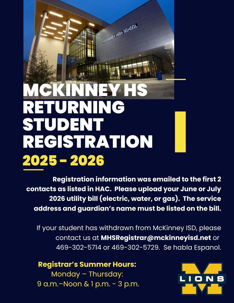 2026 Returning Student Registration