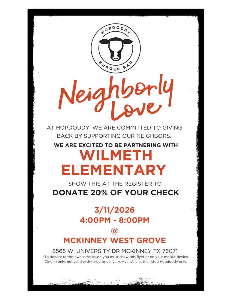 Wilmeth and Hopdoddy Burger Bar  Spirit Night
