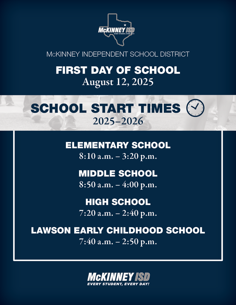Graphic. that repeats the start times in the pst and that the first day of school is August 12, 2025