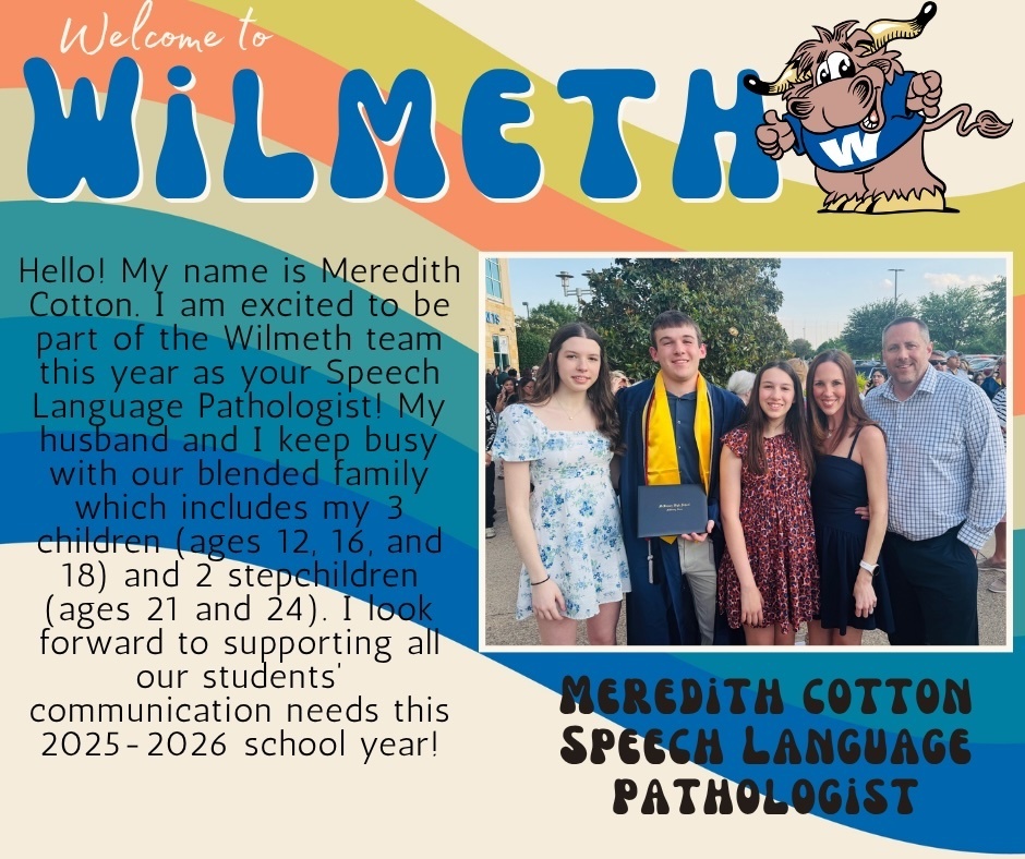 💙💛Welcome to Wilmeth Elementary, Meredith Cotton! Mrs. Cotton will join our awesome Special Education team as a Speech Language Pathologist for the 25-26 school year! 💛💙