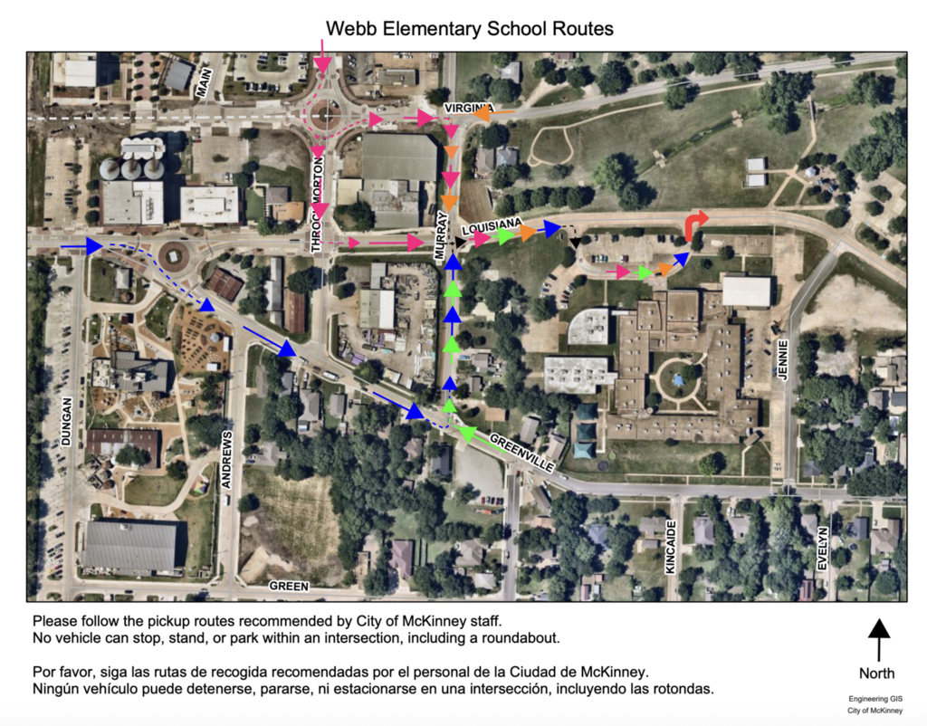 Map of Webb Elementary School Routes