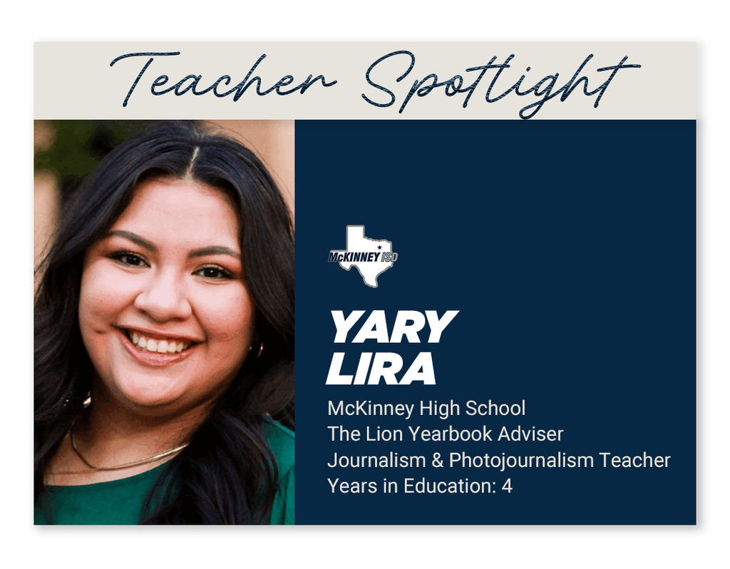 Graphic with headshot that is title Teacher Spotlight and has information repeated in the text
