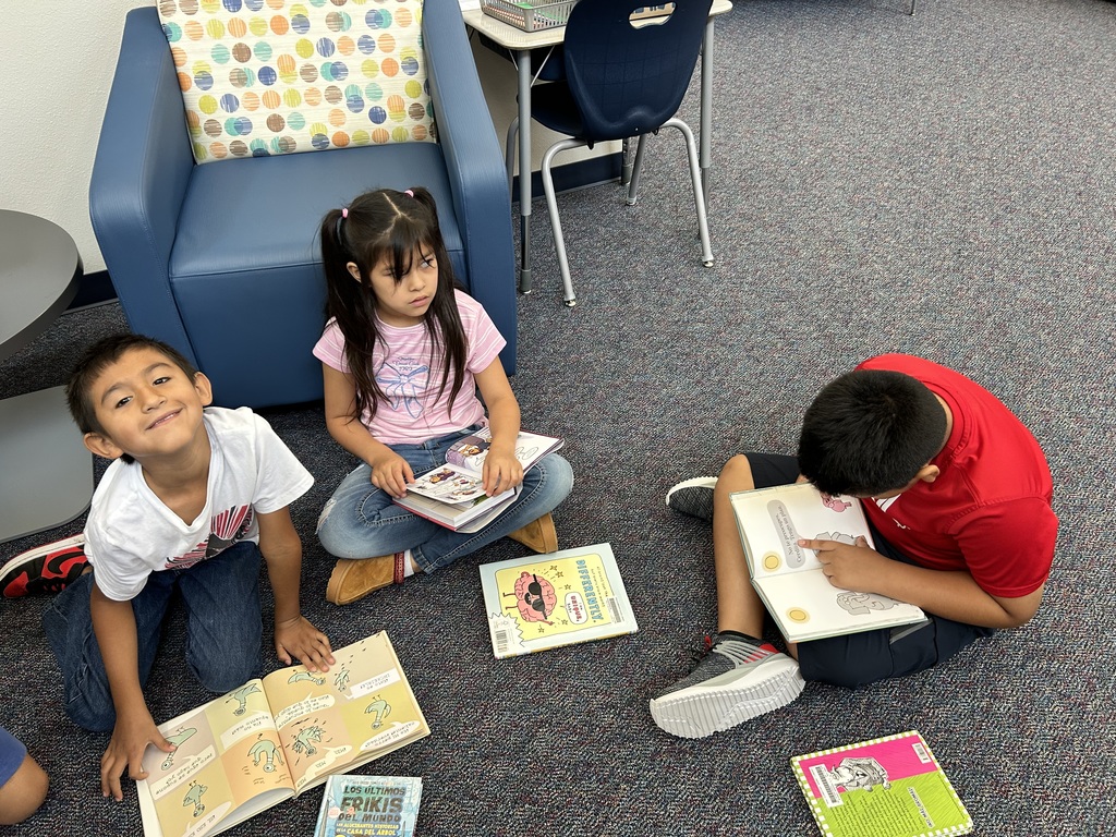 Reading in the library!