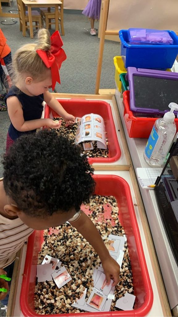 Sensory bins playing