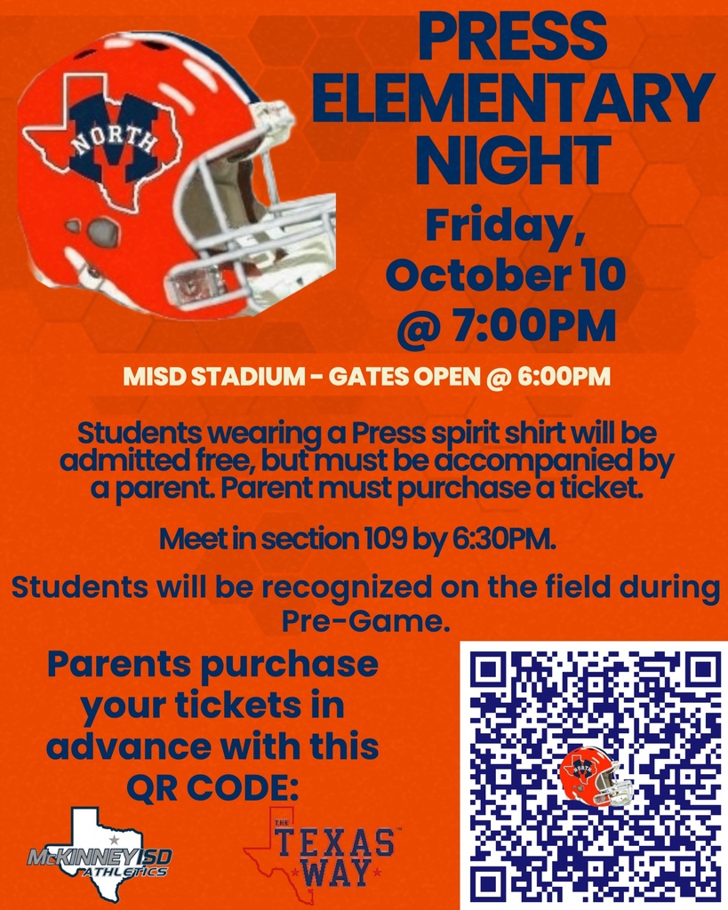 Press Elementary Night at the MISD Stadium Friday, October 10th.