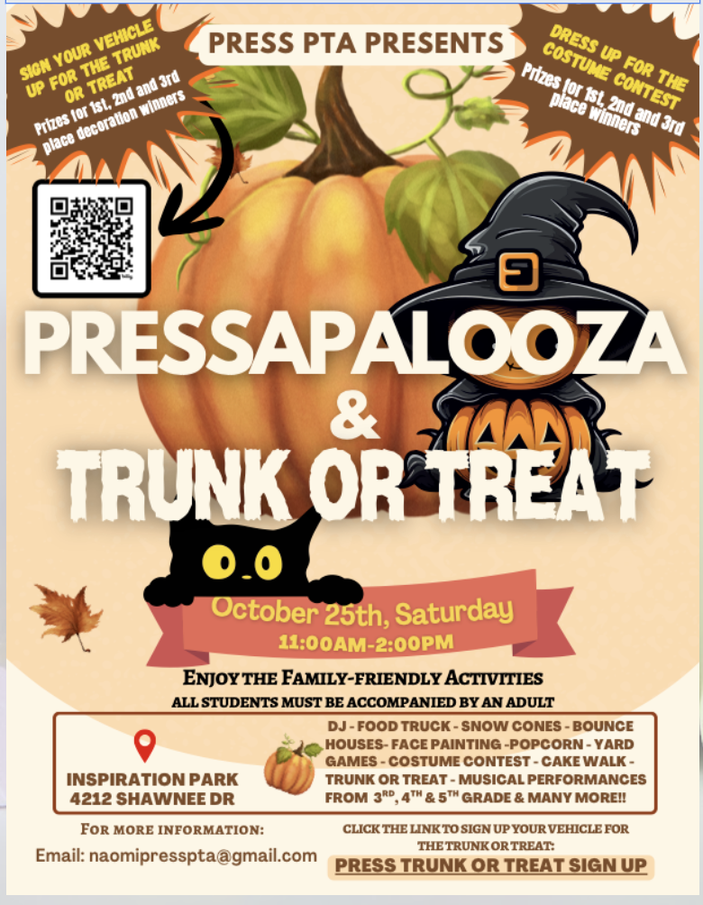 Pressapalooza  Saturday, October 25th from 11:00 AM to 2:00 PM