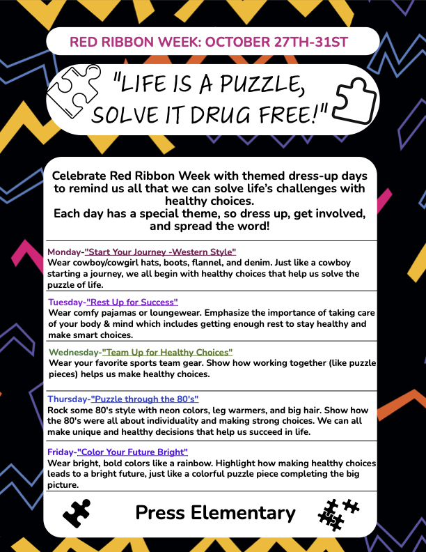 Red Ribbon Week October 27th - October 31st