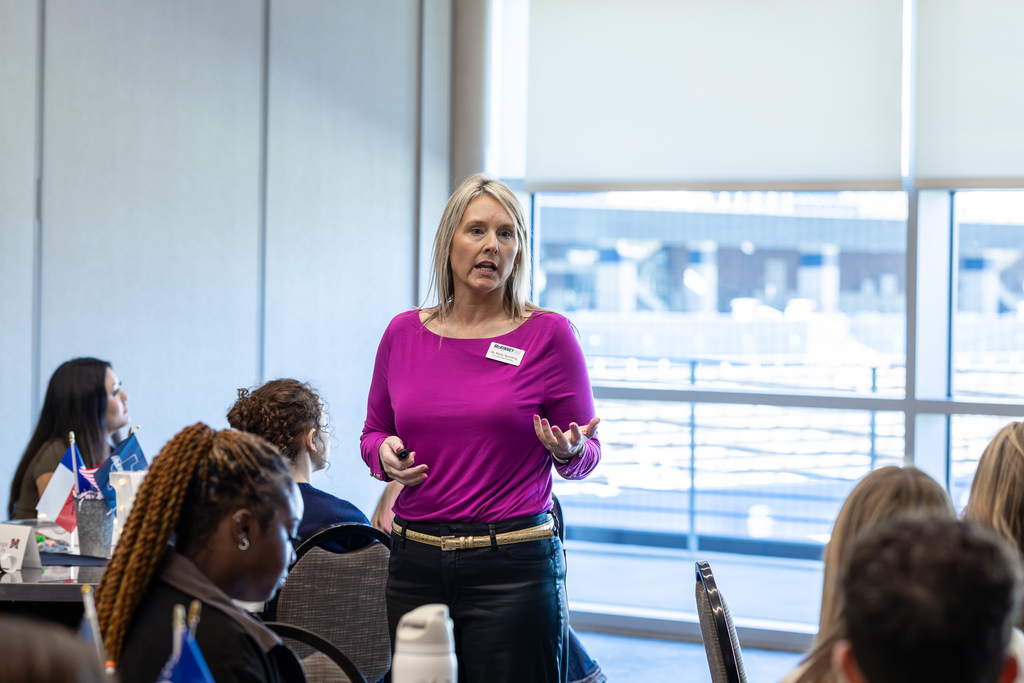 Shelly Spaulding talking in front of the group