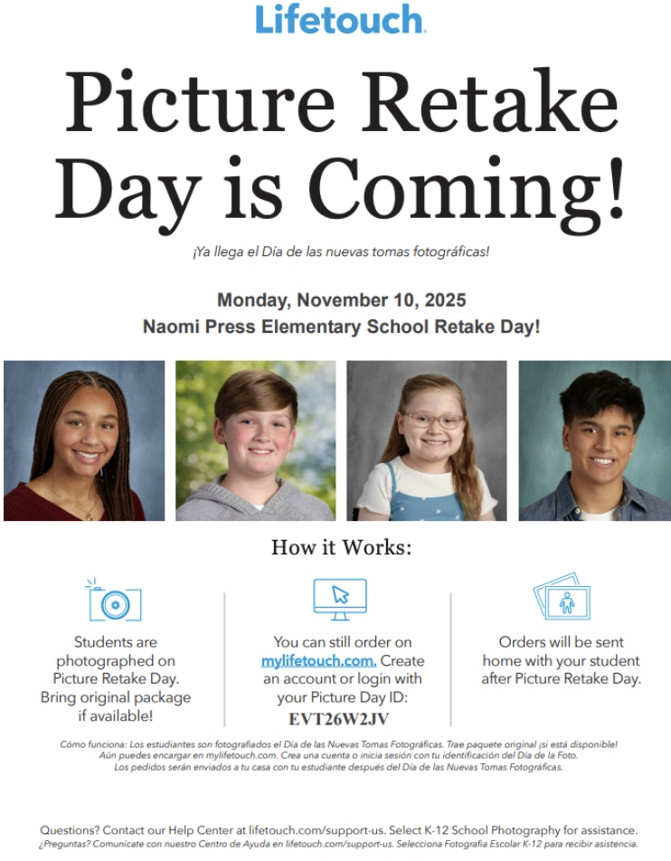Picture Retakes are Monday, November 10th