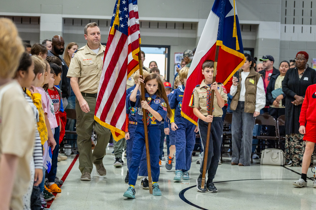 Cub Scouts and Boy Scouts presenting the colors 
