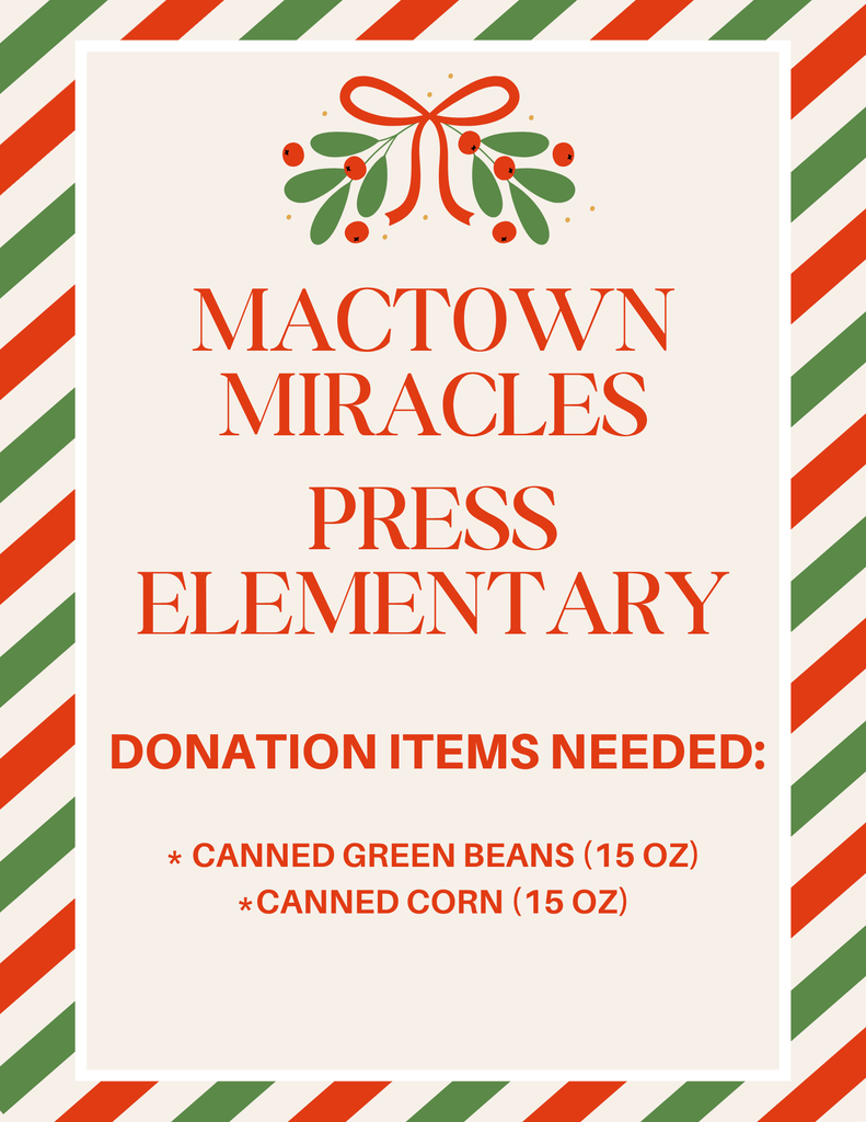 Donation Items Needed for Mactown Miracles 