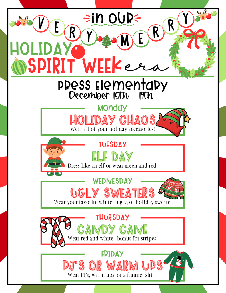 Holiday Spirit Week Flyer