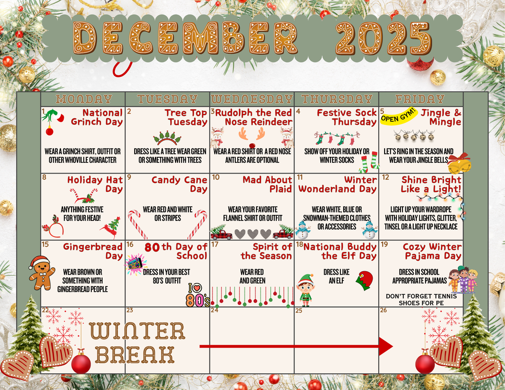 Calendar with Dress Up Days