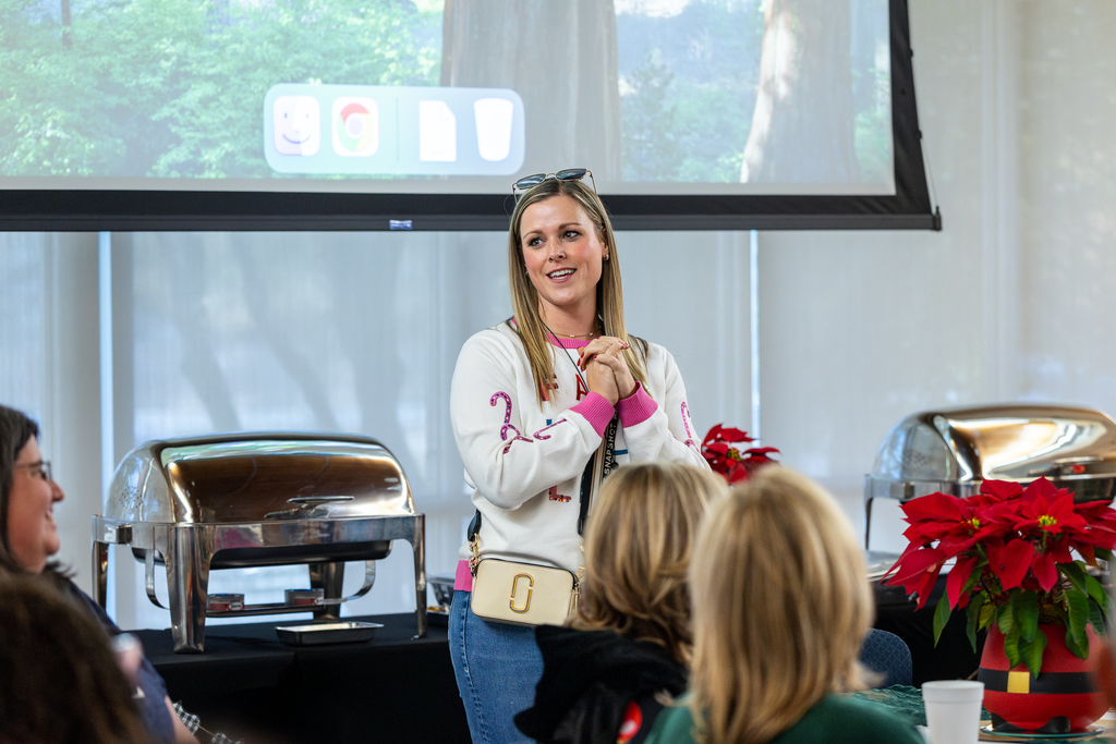 director Amy Herrington talking to the audience