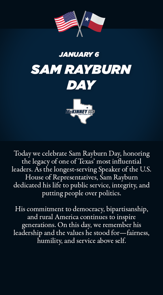 graphic with American flag, Texas Flag and MISD logo that repeats the text from the post