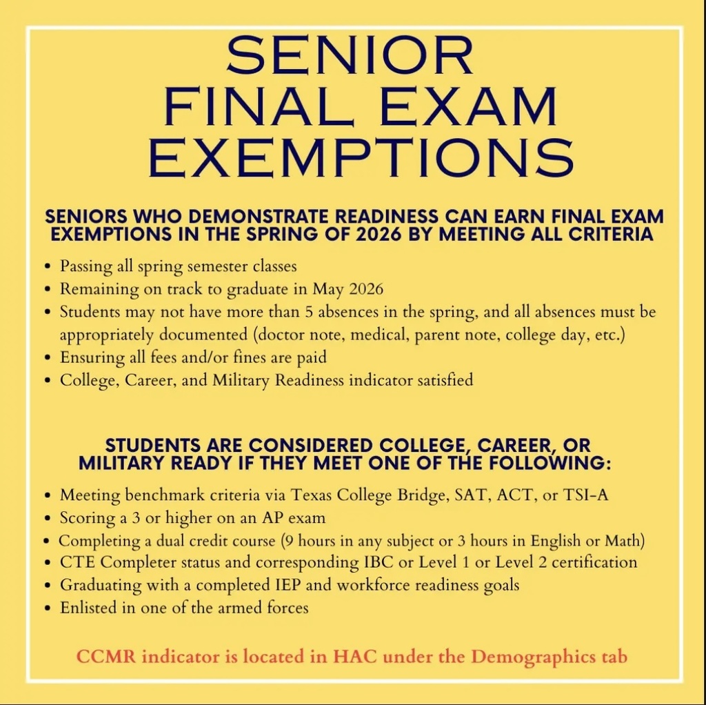MHS SPRING 2026 SENIOR EXEMPTION INFORMATION