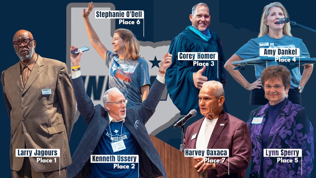 Picture of the McKinney ISD Board of Trustees members: Larry Jagours, Kenneth Ussery, Corey Homer, Amy Dankel, Lynn Sperry, Stephanie O'Dell and Harvey Oaxaca.