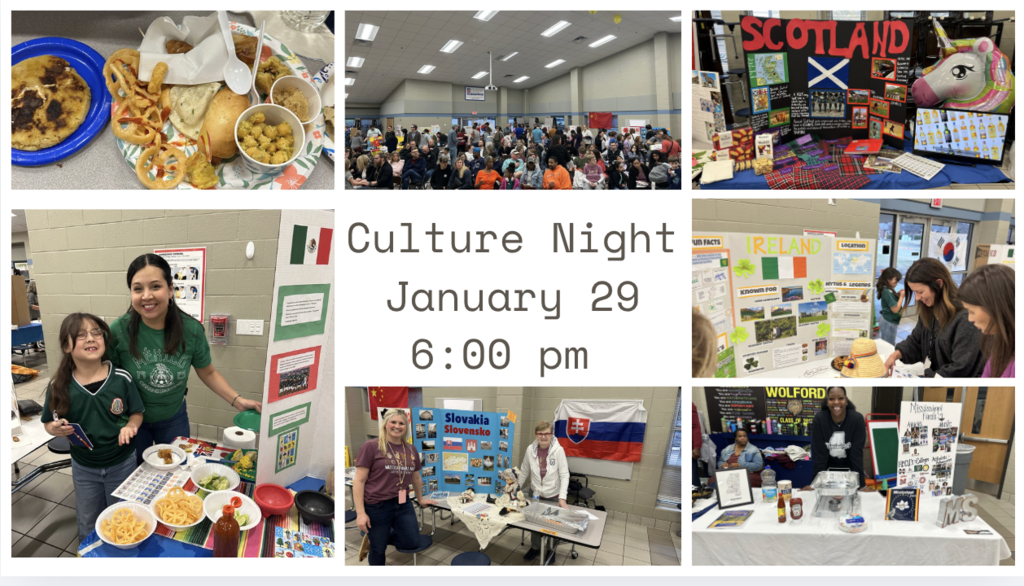 Culture Night is January 29th at 6:00 pm