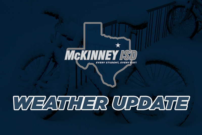 text of Weather Update and MISD logo on navy background