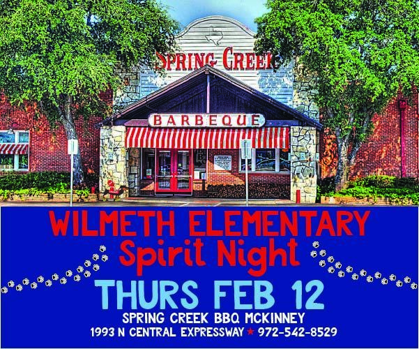 Wilmeth Elementary Spirit Night Thursday, February 12th