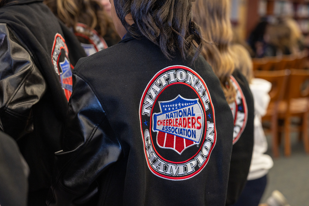 back of jacket with national champions patch covering the back