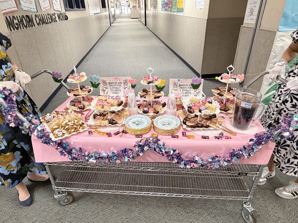 The image shows  a cart full of sweets for the staff members at Wilmeth.