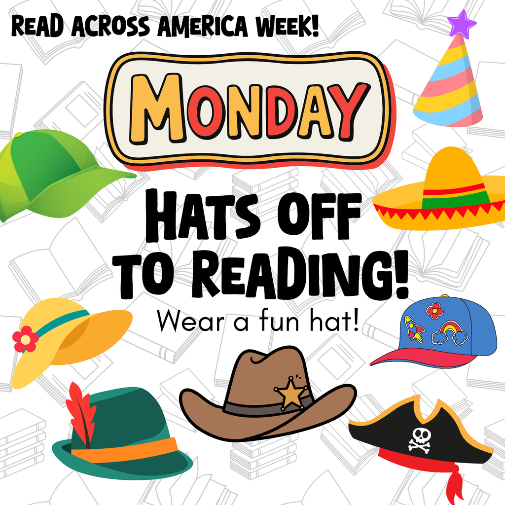 📣 Reminder: Hats Off to Reading — Tomorrow! 🎩📚 Tomorrow we kick off Read Across America Week with Hats Off to Reading!  Students are invited to wear a fun, school-appropriate hat to celebrate the joy of reading.  Let’s start the week showing our reading spirit!