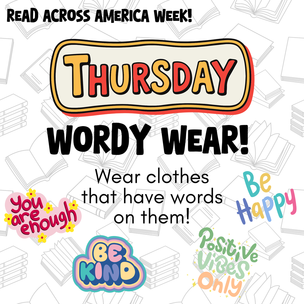 📣 Reminder: Wordy Wear — Tomorrow! 📝📚 Tomorrow is Wordy Wear Day as part of Read Across America Week!  Students are invited to wear clothes with words on them, such as positive messages, favorite sayings, or reading-related phrases.  Let’s celebrate the power of words!