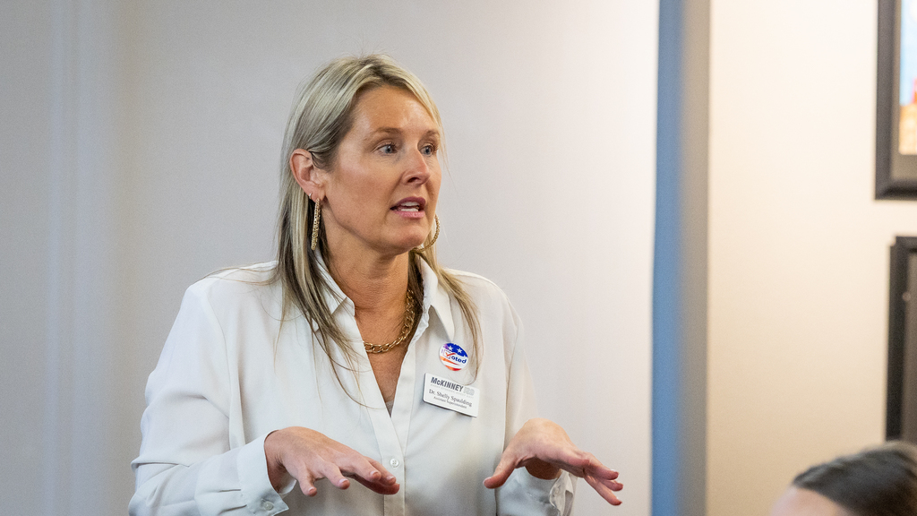 Shelly Spaulding gesturing as she speaks