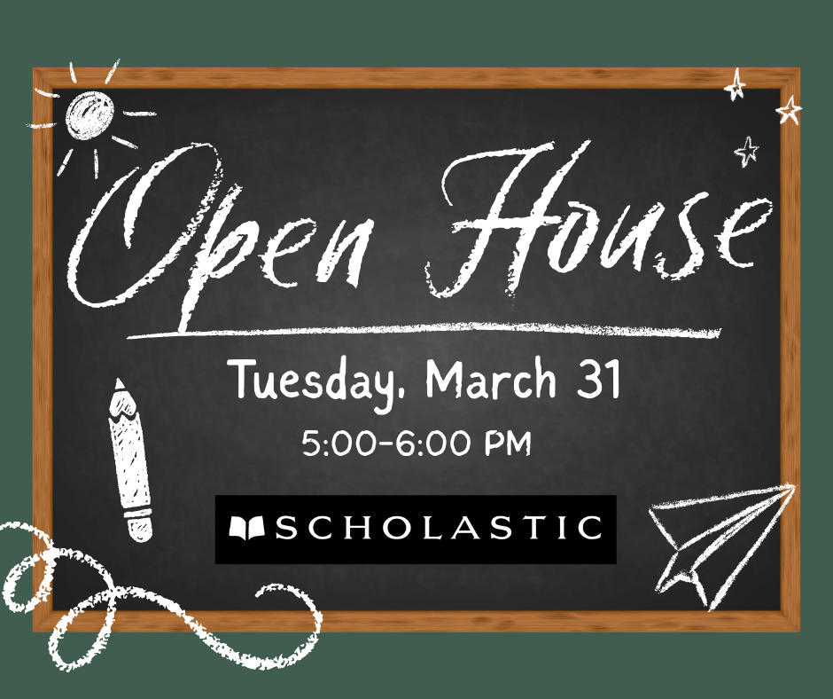 Open House on Tuesday, March 31 from 5:00-6:00 PM.