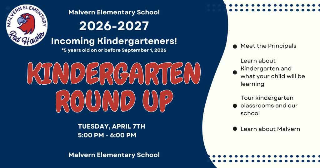 Kindergarten Round Up - April 7th from 5pm-6pm