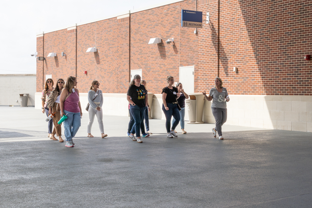 tour group walking on the concourse