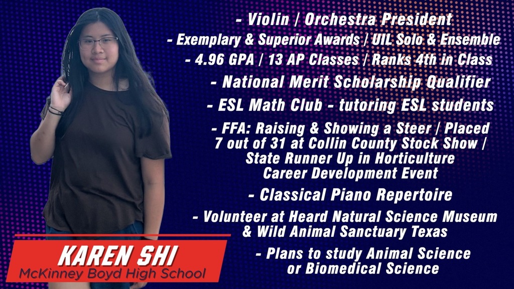 Picture of Karen Shi from McKinney Boyd High School