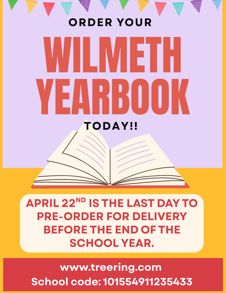 Last call for yearbook purchases.  April 22nd is the last day to pre-order for delivery before the end of the school year.  To order visit www.treering.com  and use school code: 101554911235433