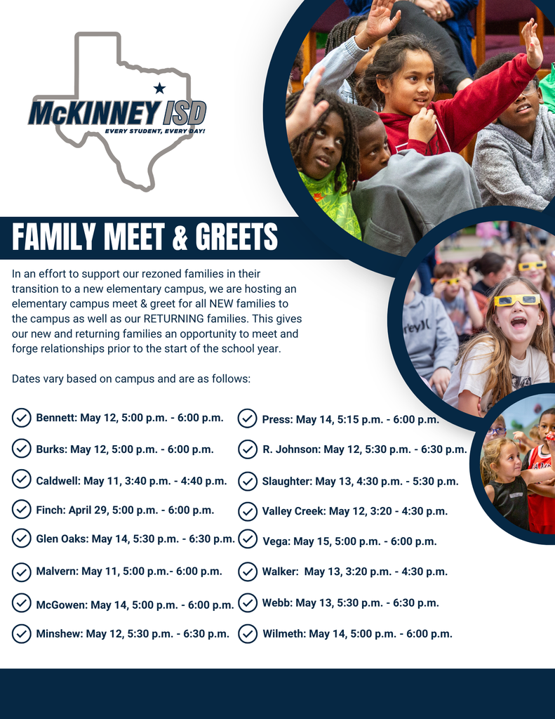 MISD Family Meet and Greets in May