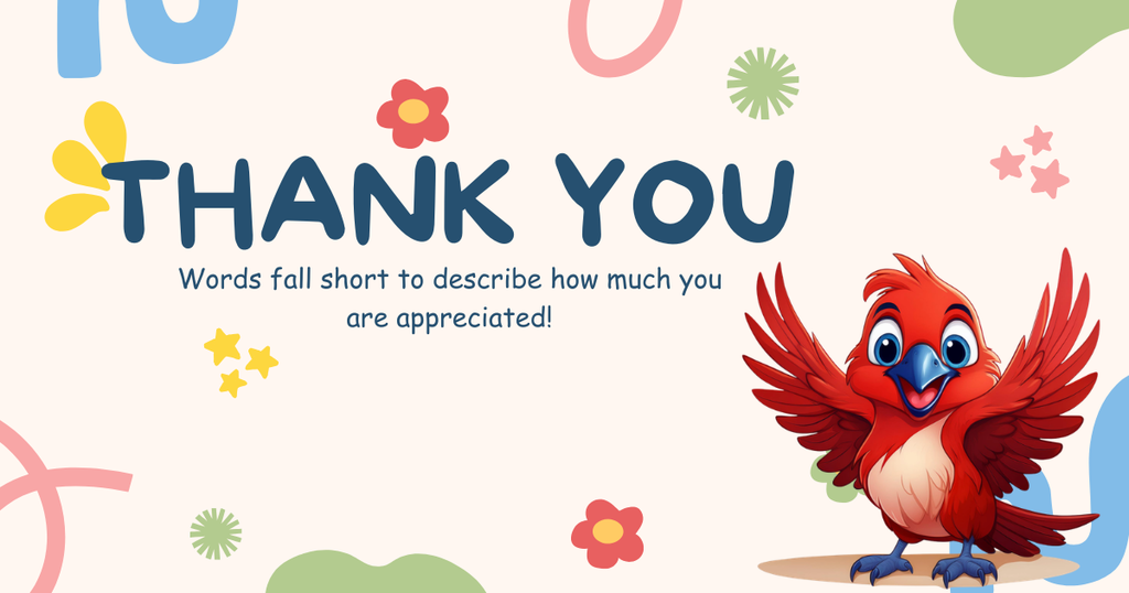 Graphic for teacher appreciation - Thank you  Words fall short to describe how much you are appreciated!