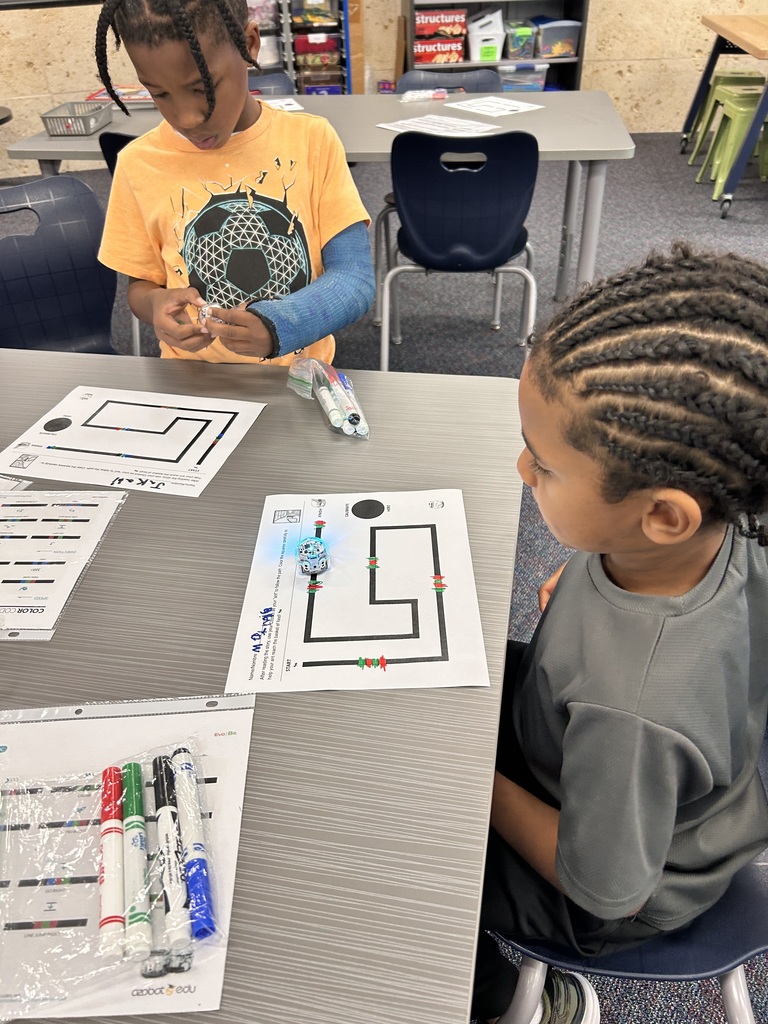 Kindergarteners learning how to code an Ozobot