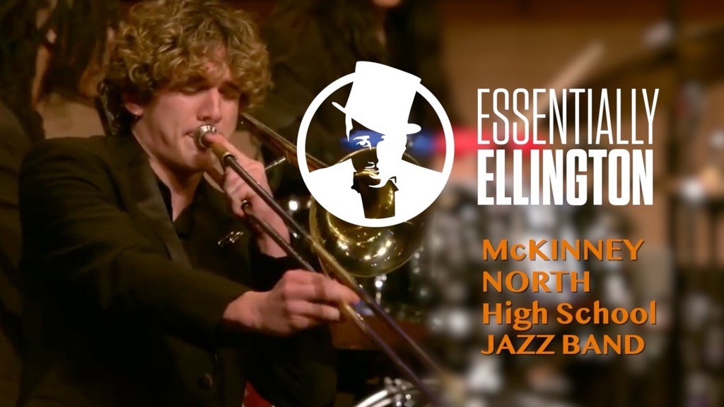 Picture of a trombonist from the McKinney North Jazz Band as he performs at Essentially Ellington
