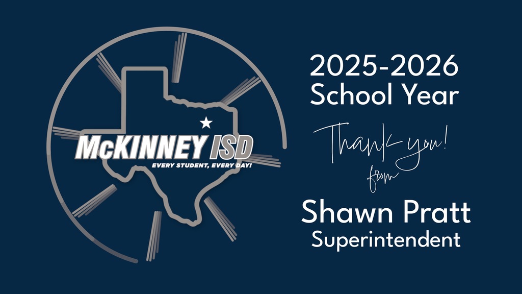 Graphic that reads: 2025-2026 School Year - Thank you from Shawn Pratt, Superintendent