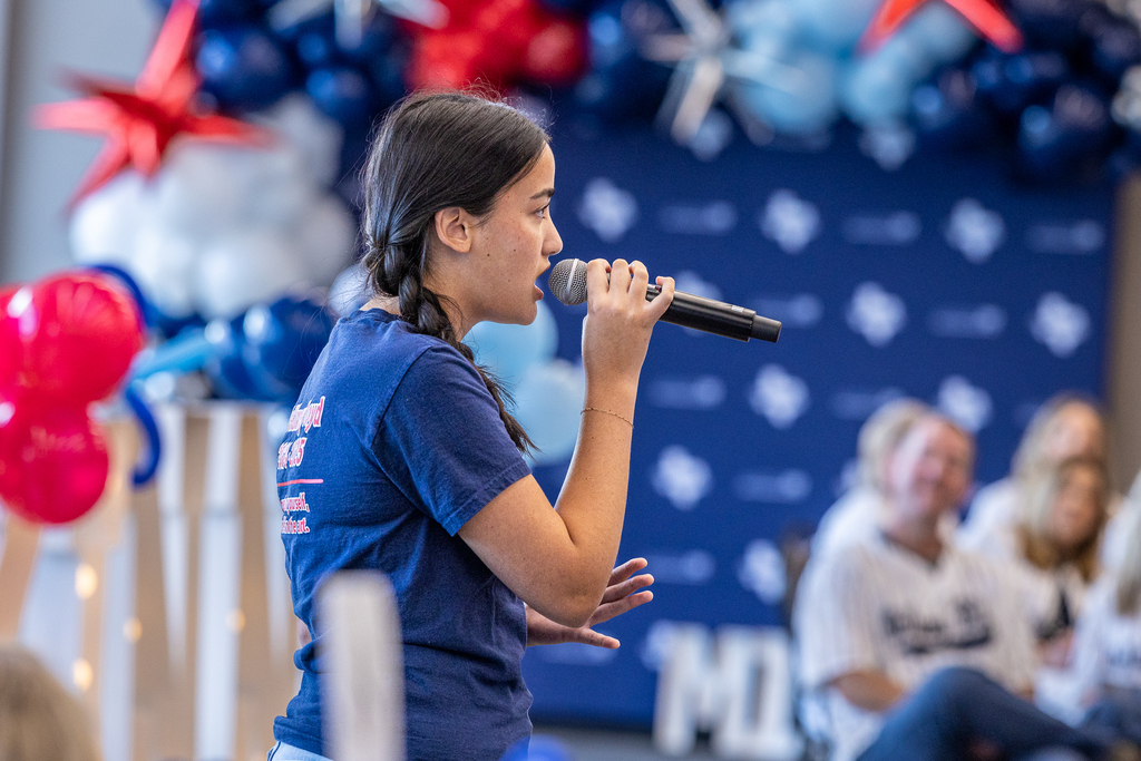 student singer performing