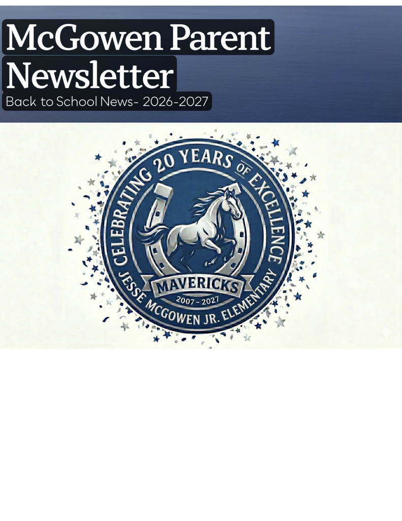 McGowen back to school graphic with the 20 Years of Excellence Seal