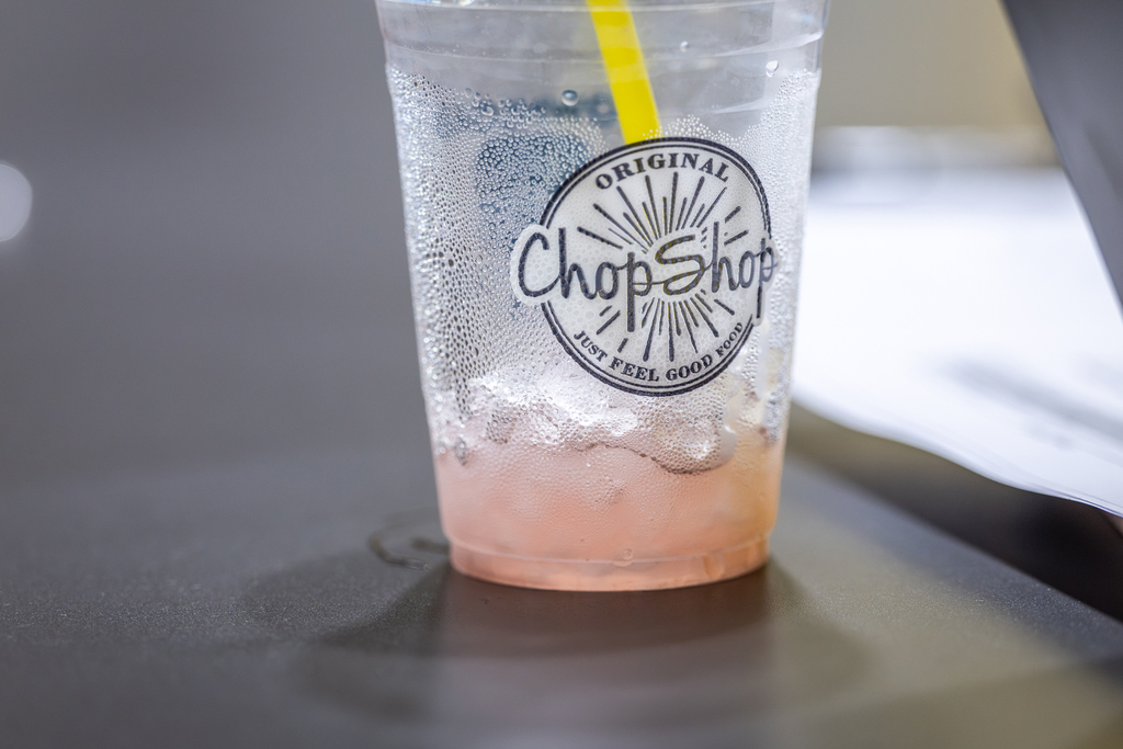 close up of Chop Shop cup