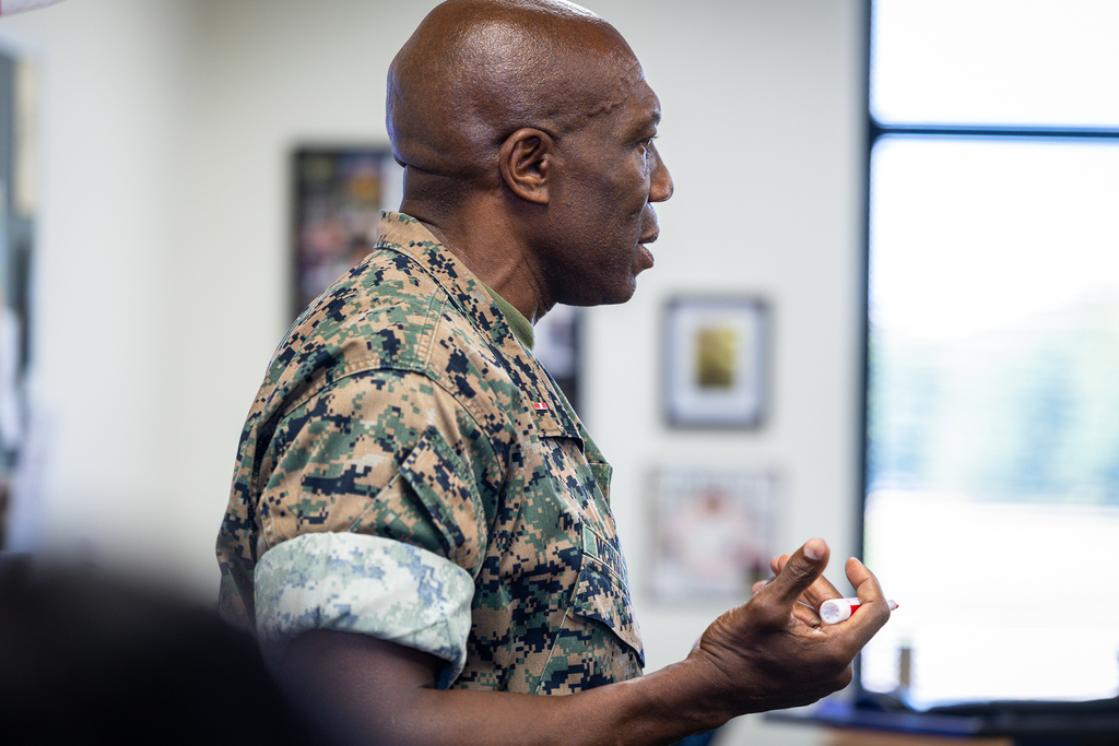 jrotc instructor speaking to class